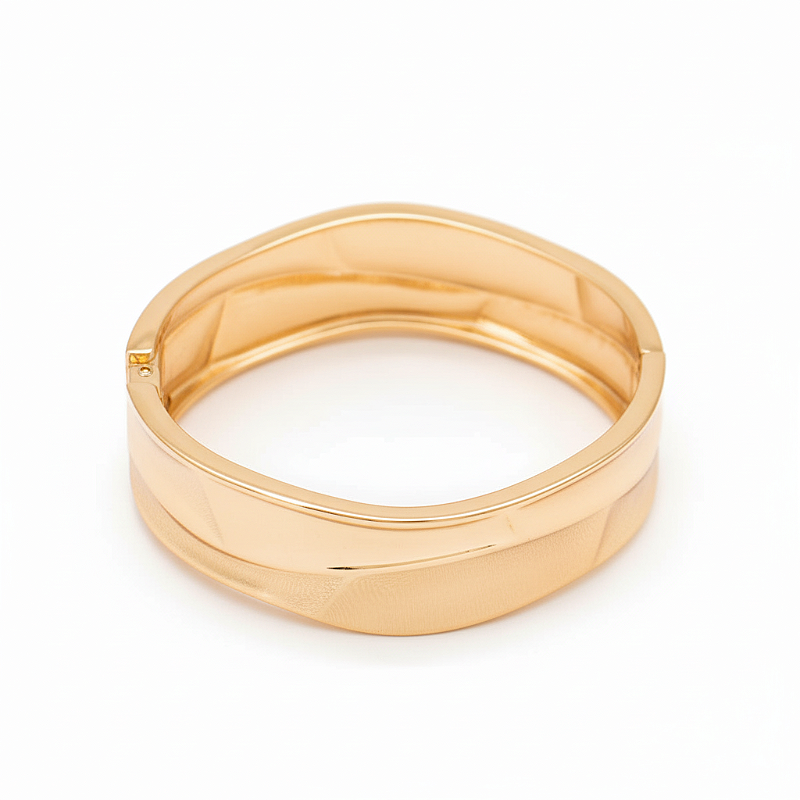 Bracelete Feminino Grosso Organico Moderno Banhado Ouro