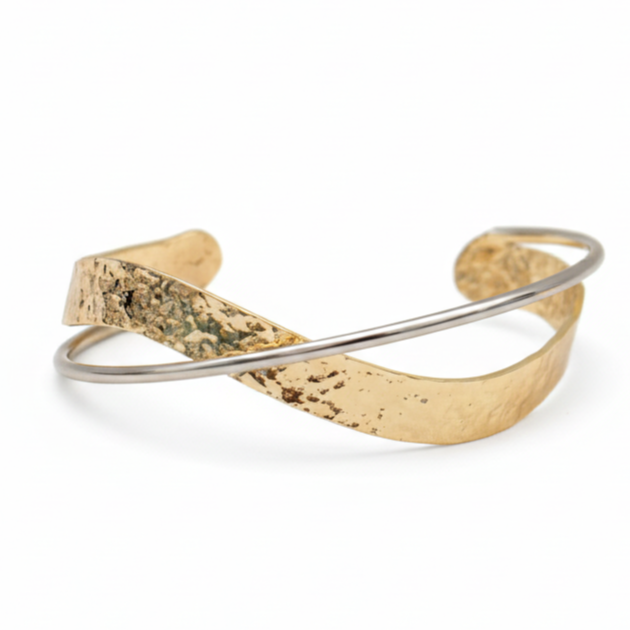 Bracelete Dual Moderno Banhado A Ouro