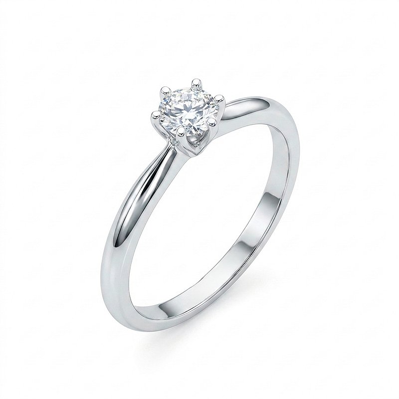 Anel Moissanite Solitário Delicado 4.0mm Prata 925 Maciça