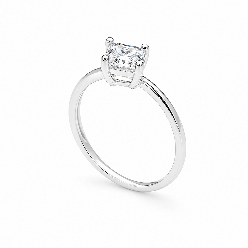 Anel Moissanite Carre Quadrado 5.0mm Prata 925 Maciça