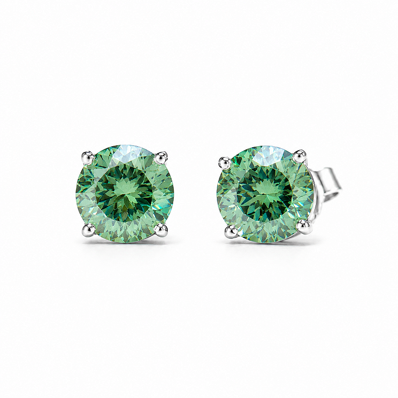 Brinco Moissanite Turquesa Prata 925 Facetação Portuguesa 100 Facetas