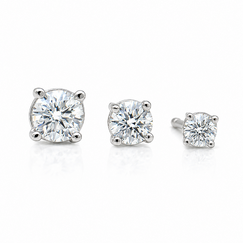 Trio de Brincos Moissanite Prata 925 Ponto de Luz com Certificado