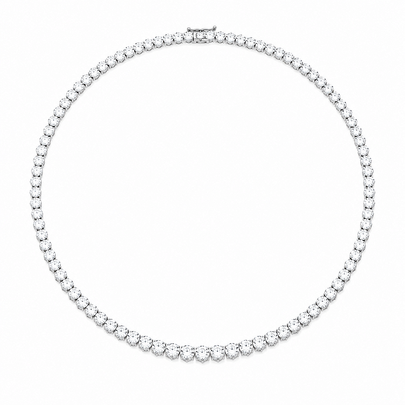 Colar Riviera Degradê Prata 925 Moissanite 4.0mm 0.3ct 45cm Com Certificado GRA