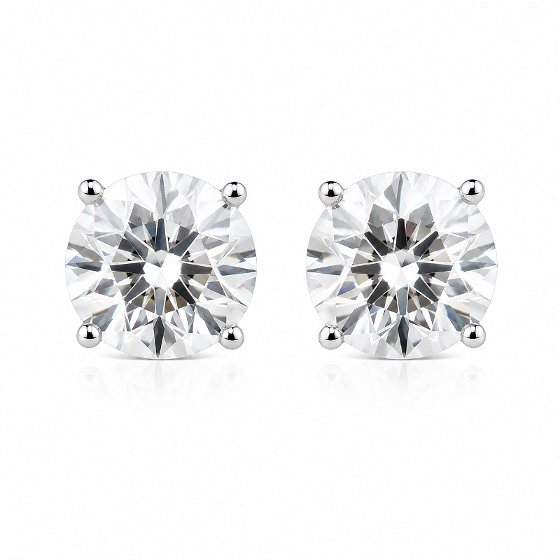 Brinco Ponto De Luz Moissanite 10mm 4.0ct Prata 925 Com Certificado GRA