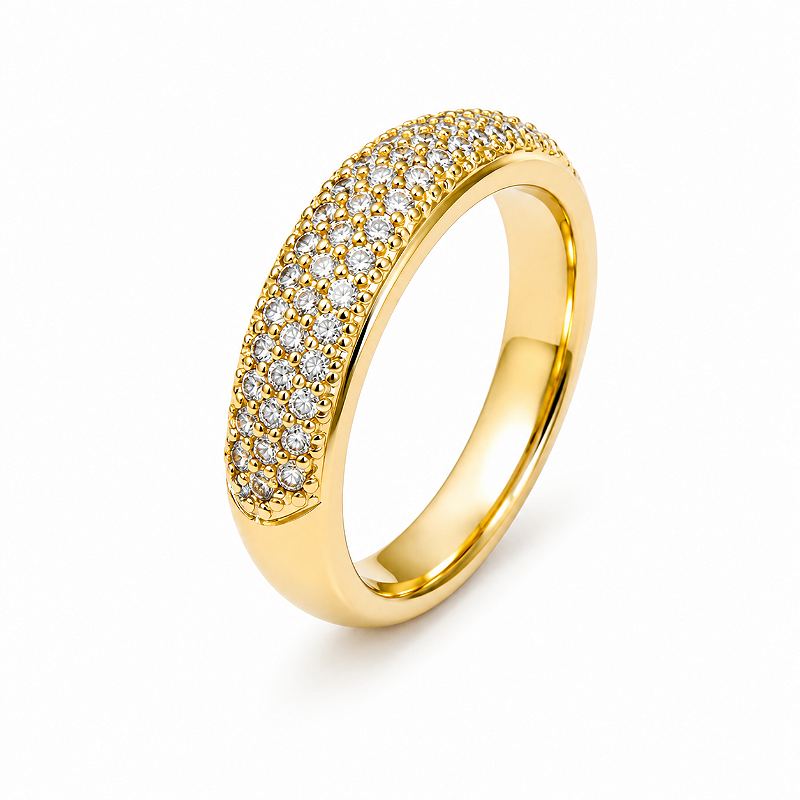 Aparador de Aliança Cravejada Com Zircônias Banhada a Ouro
