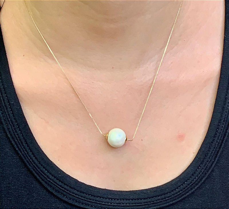 Colar Perola Shell Pingente Banhado Em Ouro 18k