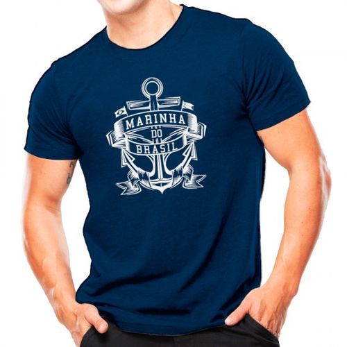 Camiseta Militar Estampada Marinha Do Brasil Azul Estampa Branca Atack Shop Militar Artigos Militares Policiais e Taticos