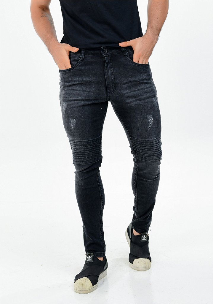 Calça Jeans Grafite Masculina Super Skinny Desfiada - Zíper na lateral -  DAZE MODAS