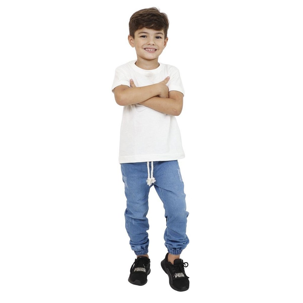 Calça Jogger Infantil Sarja Jeans Médio - DAZE MODAS