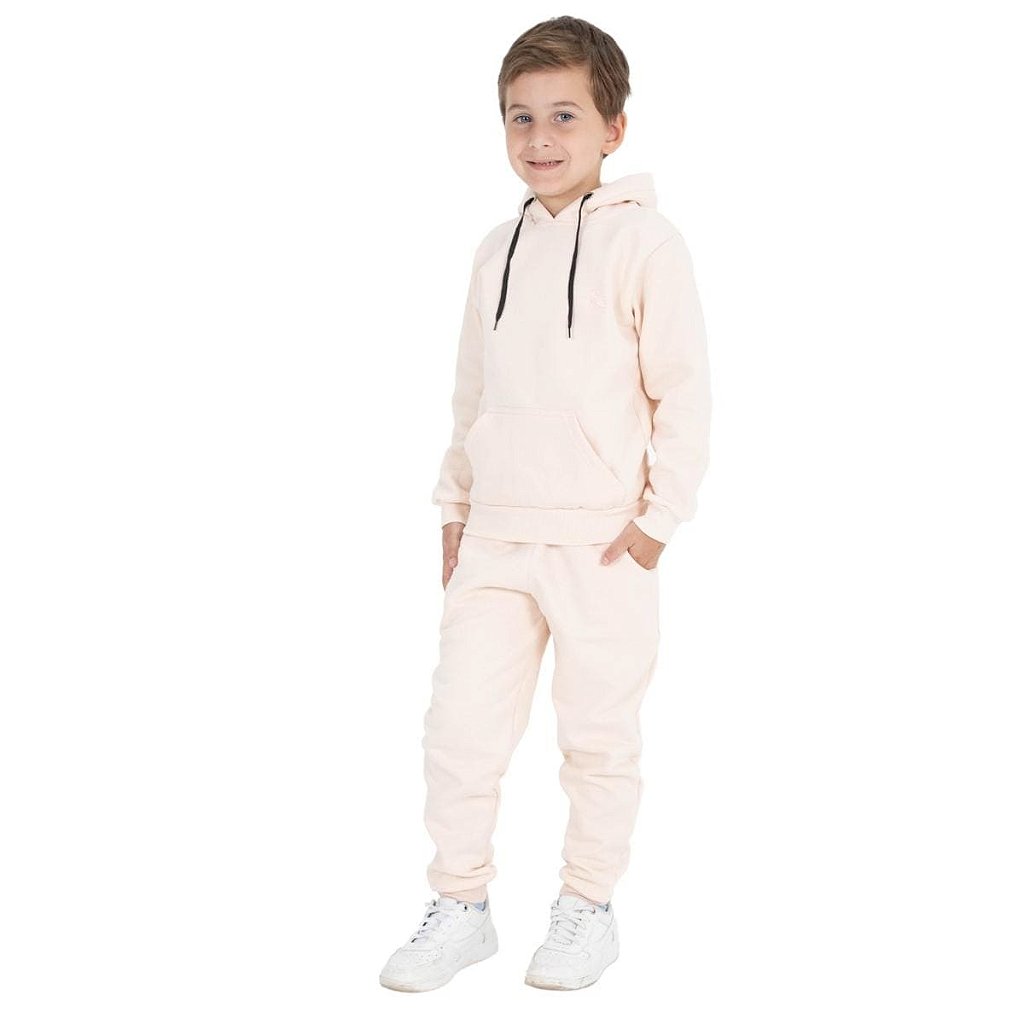 Conjunto Moletom Canguru Infantil Bege - DAZE MODAS