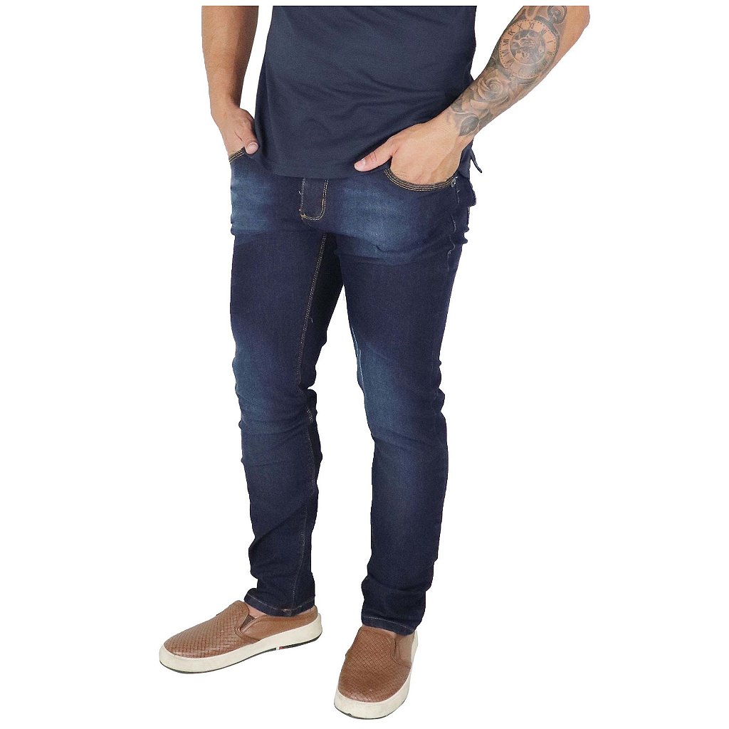 calça jeans masculina azul escuro