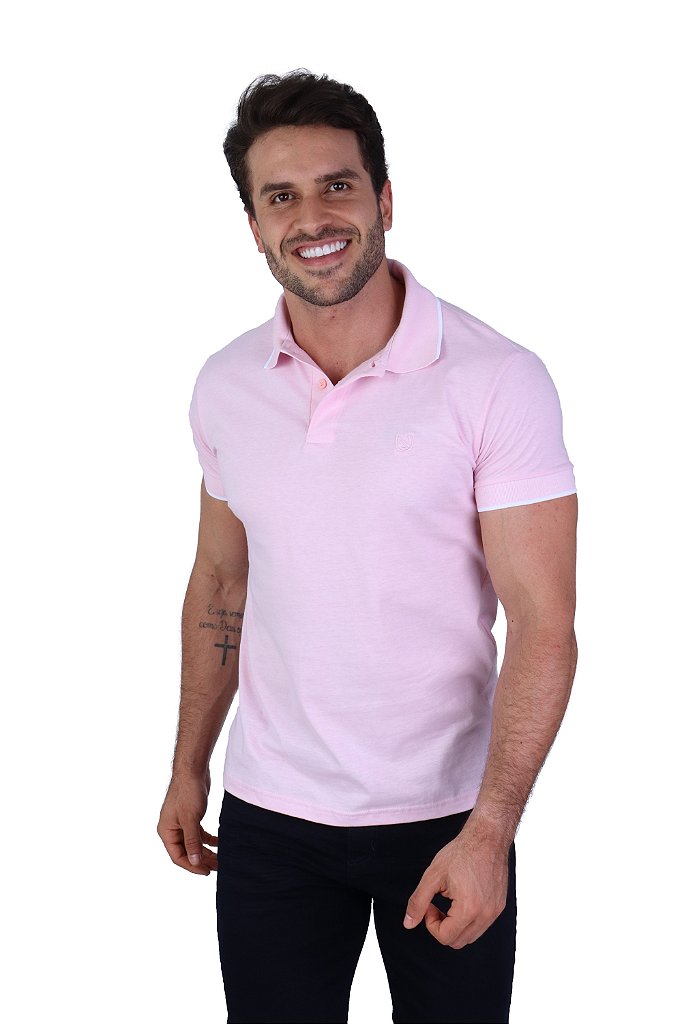 Camisa Polo Masculina Premium - Rosa - DAZE MODAS