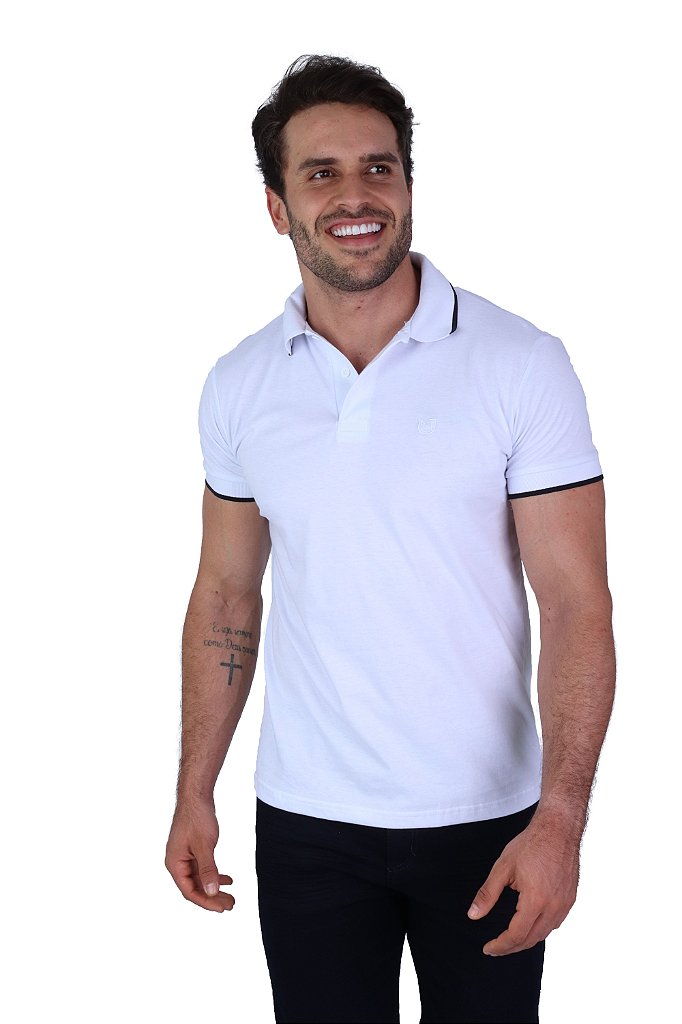 Camisa Masculina - Polo Premium - Branca - DAZE MODAS