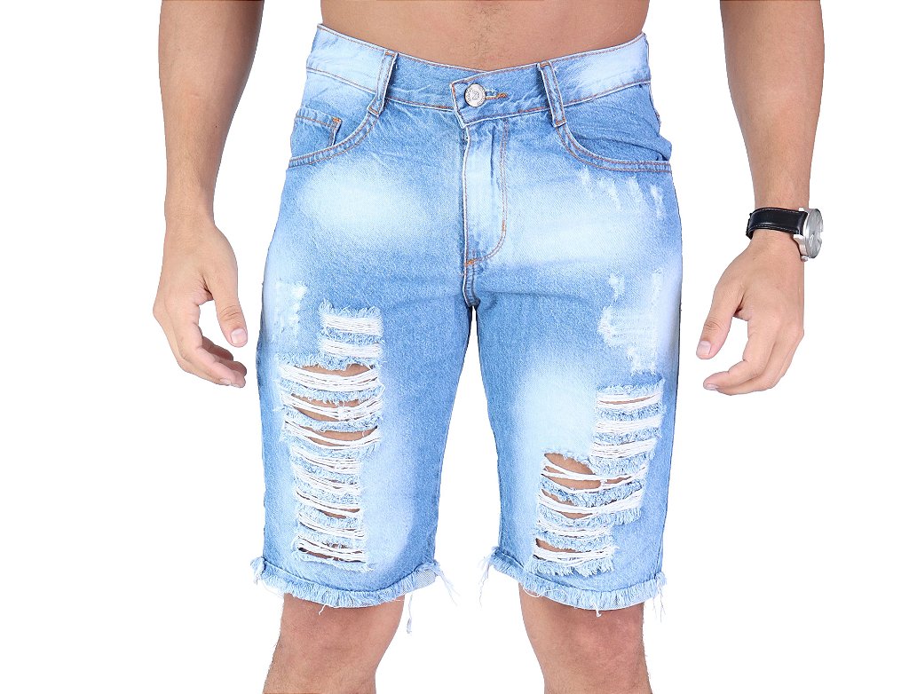 Bermuda Jeans Media Masculina Rasgada Daze Modas