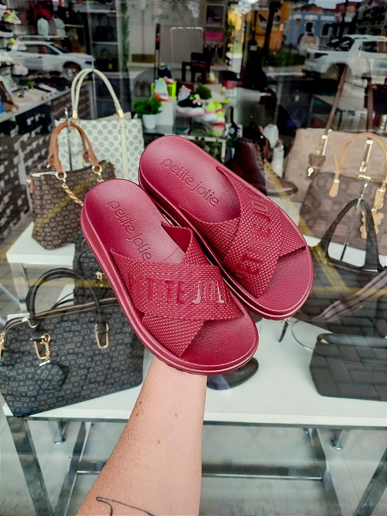Chinelo Smash Petite Jolie PJ6812II Merlot - Empório Shoes