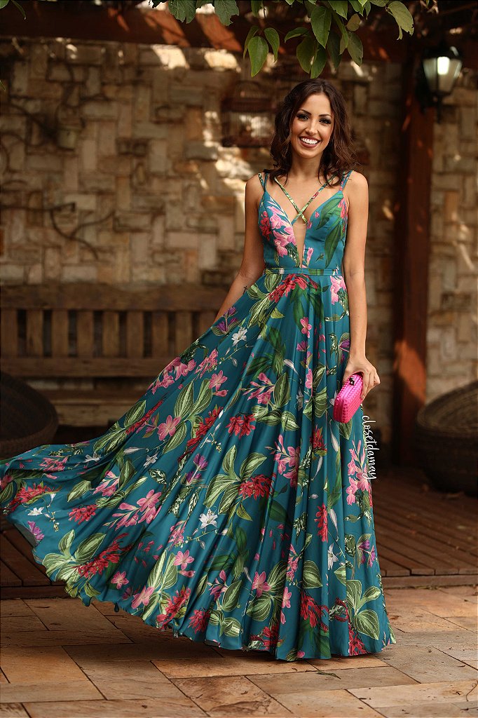 vestido de formatura floral