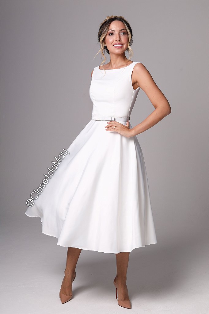 vestido branco de crepe
