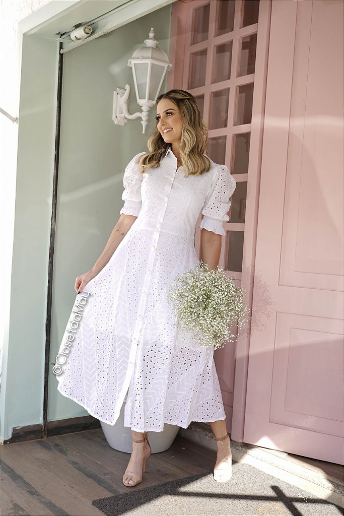 vestido branco de tecido