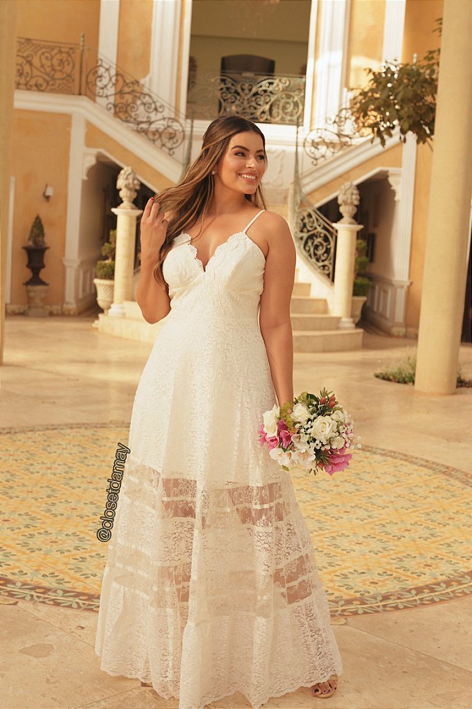 vestido longo de renda para casamento