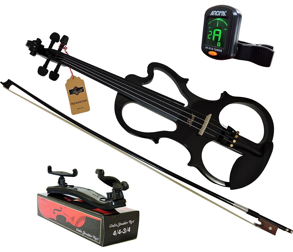 Kit Violino Elétrico Barth 4/4 - Bk + Estojo + Arco + Breu +