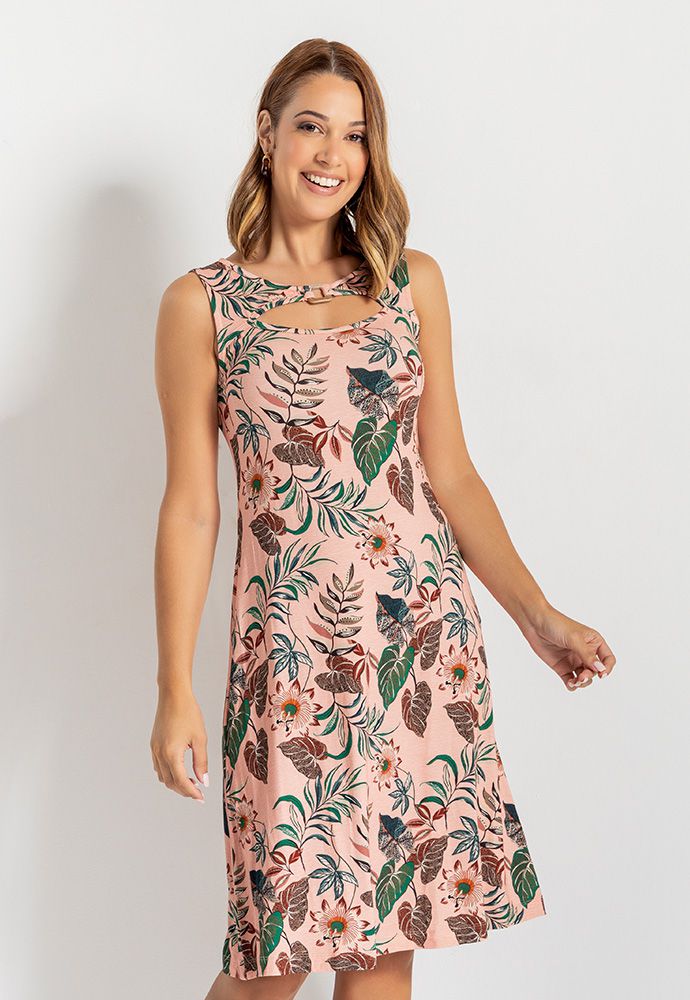 Vestido Momento Sem Manga Evas Detalhe Decote