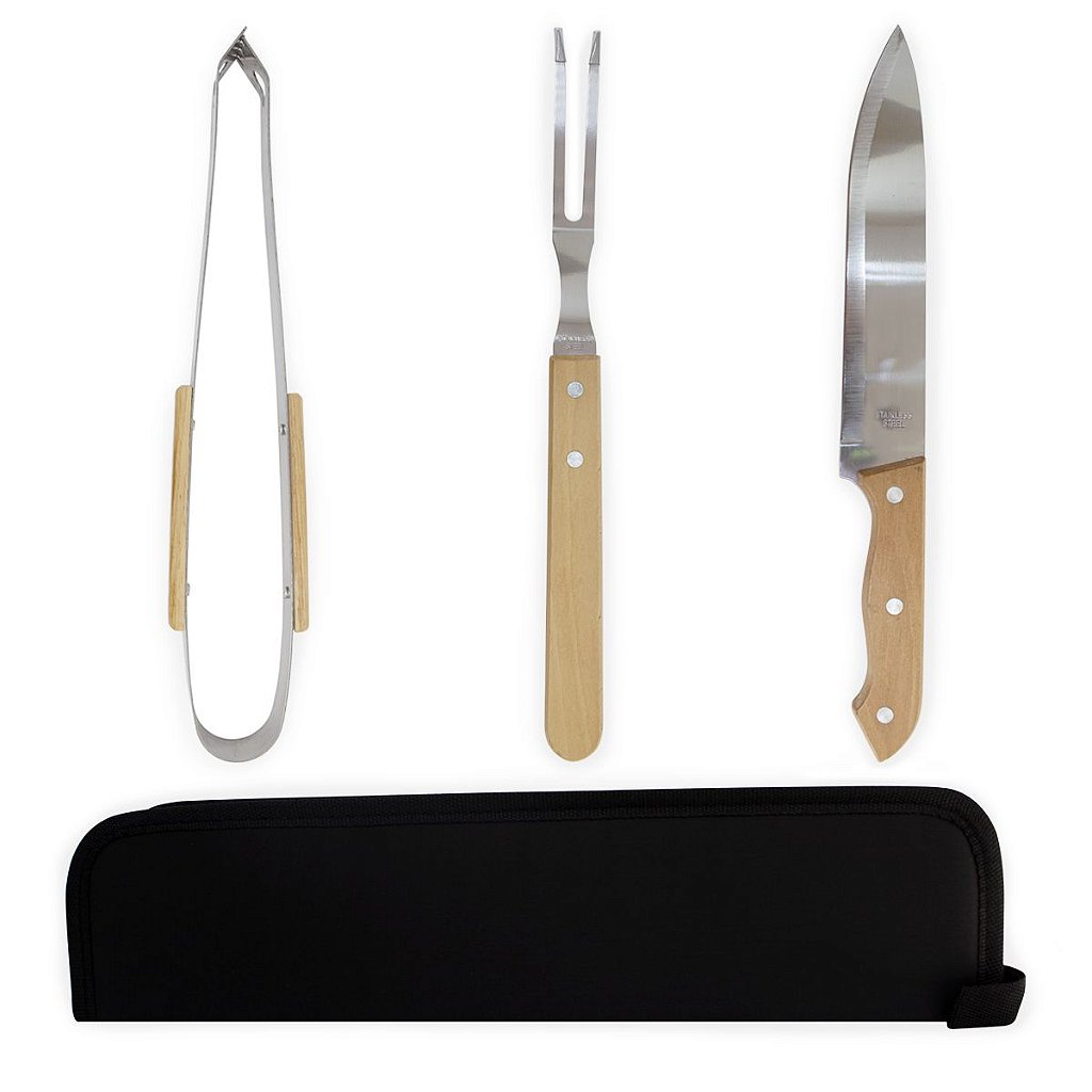 Jogo para Churrasco Faca, Pegador e Garfo Trinchante Carving Set - Shop ND