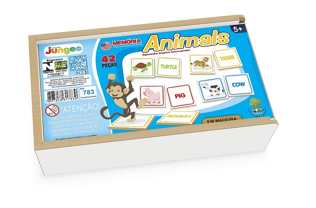 Jogo de Memória Animais Inglês (3 anos ou +) - TOYS AQUI BRINQUEDOS  EDUCATIVOS