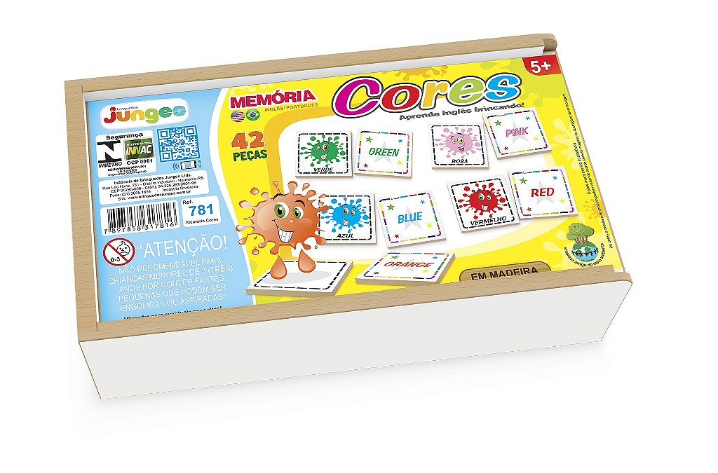 Livro Infantil com Jogo de Memória - Cores - Bilíngue Português