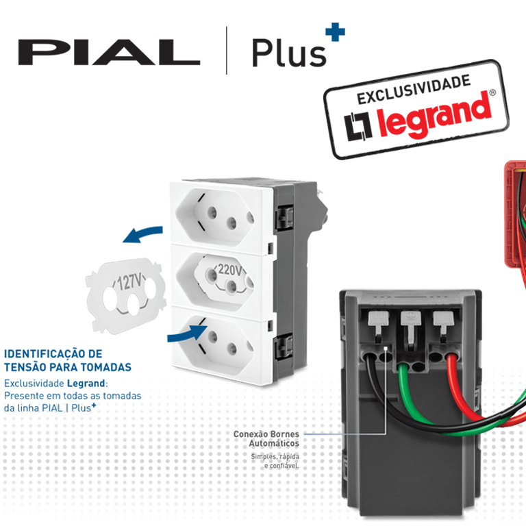 Tomada Tripla Monobloco Pial Legrand Dupla C/ Suporte Espelho 4x4 -  Aquamaris - Casa e Segurança