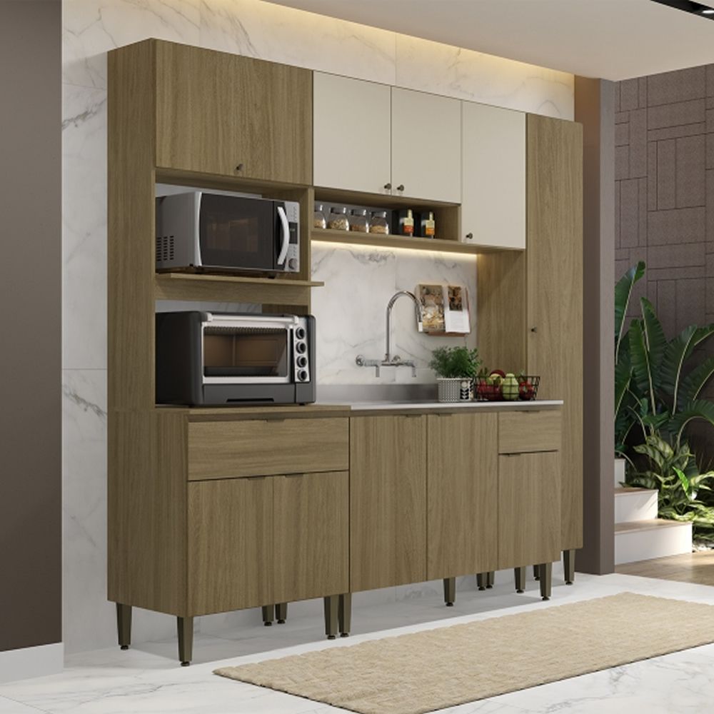 Cozinha Modulada Magnólia Naturale com Off White 4 Peças - Click Móveis -  Tudo para seu lar, image size:1000x1000