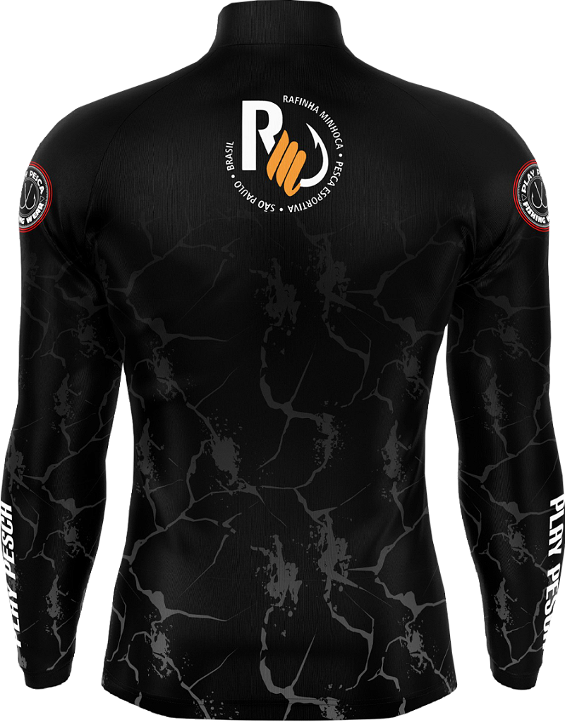 Camisa de Pesca Lisa Preto Play Pesca by Rafinha Minhoca com Proteção Solar  Uv50+ - Play Pesca, image size:801x1024