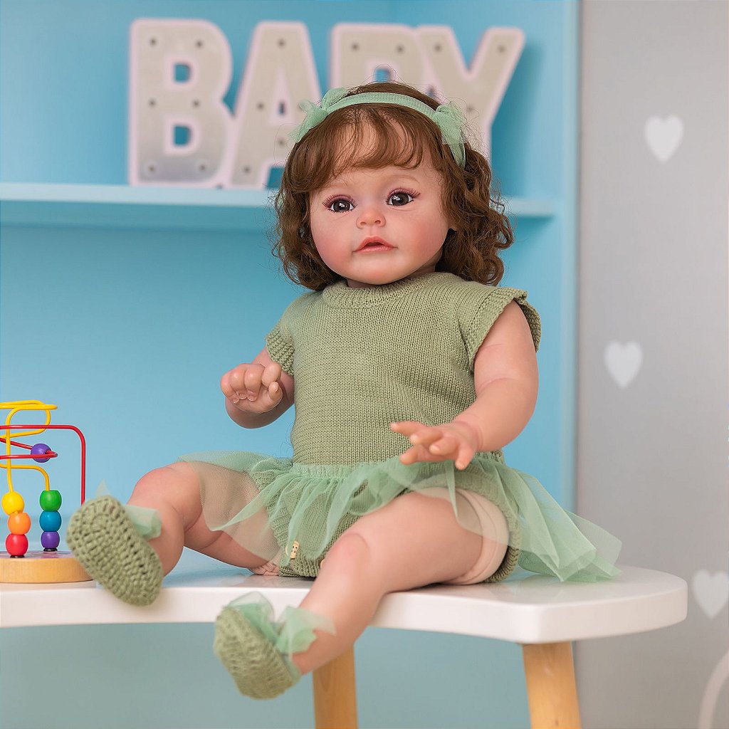 Bebê Reborn Realista Nati 60 cm Silicone e Corpo de Tecido Macio pintura 3D  - Boneca Reborn Original Silicone