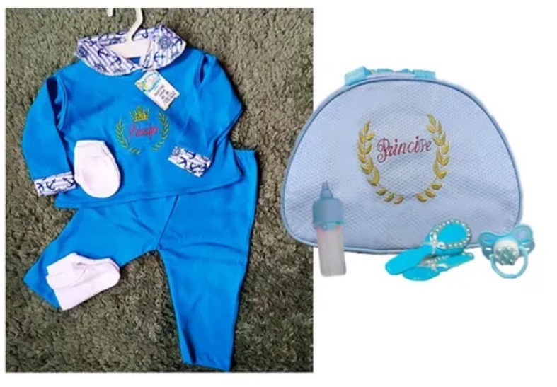 Conjunto de Roupas para Boneca Bebê Reborn Menino com tamanho de