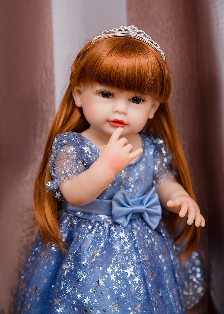 Bebê Reborn Menina Realista Silicone, Boneca Banho, Ruiva