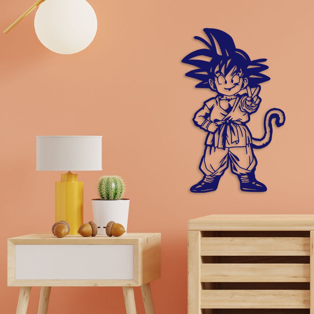 Aplique de Parede Goku Criança em Madeira - Aimará Decor