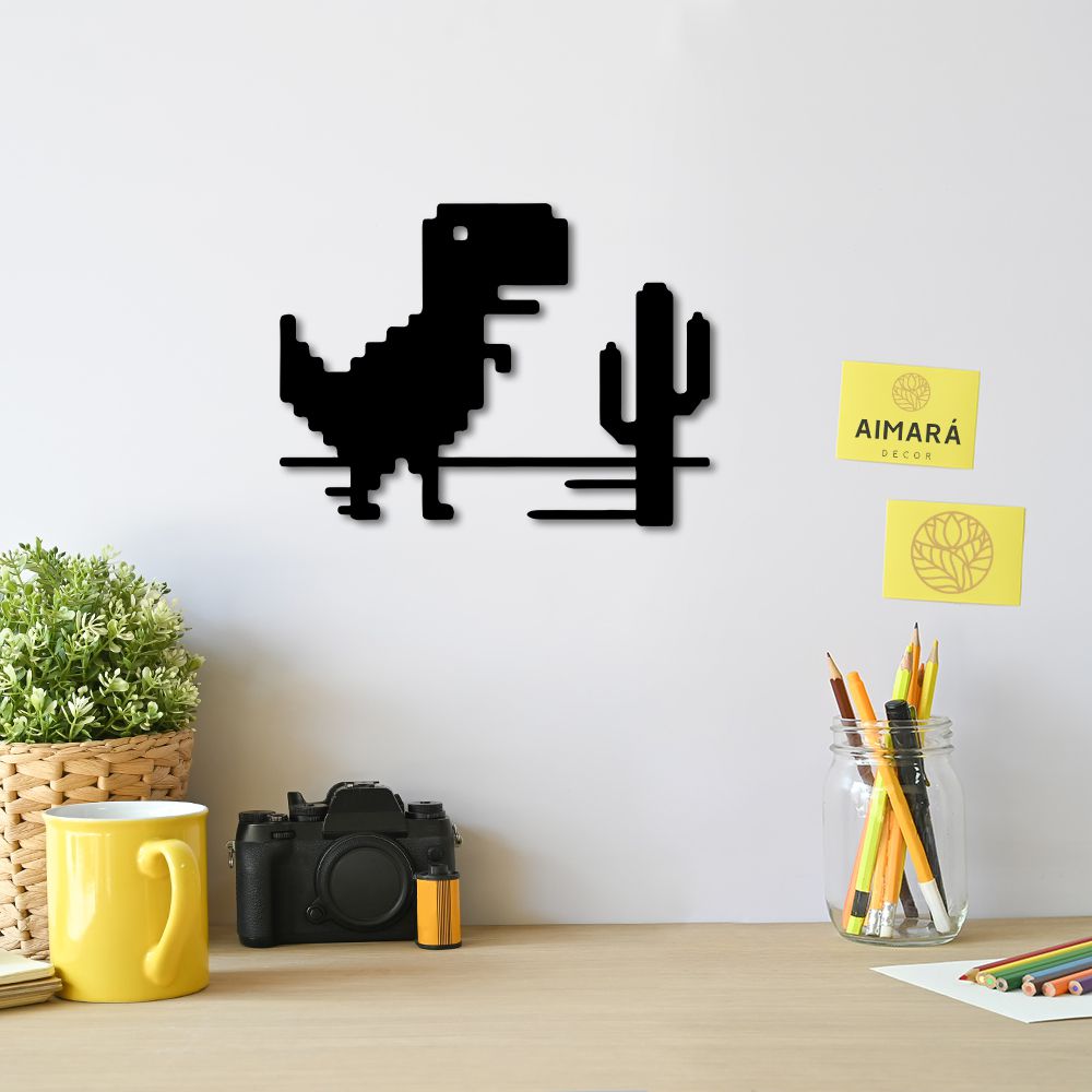 Aplique de Parede T-Rex Game - Jogo Dinossauro Chrome em Madeira - Aimará  Decor