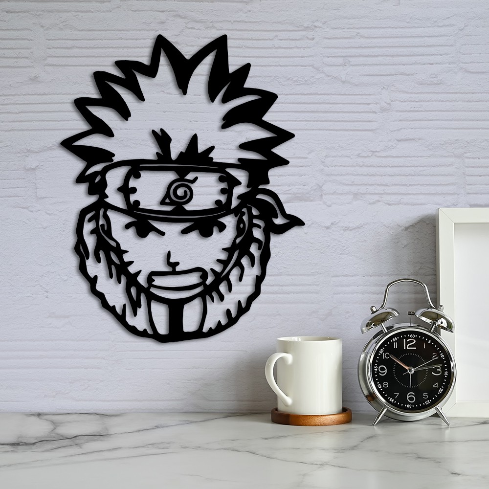 Aplique de Parede Geek/Nerd Anime Rosto Naruto em Madeira - Aimará Decor