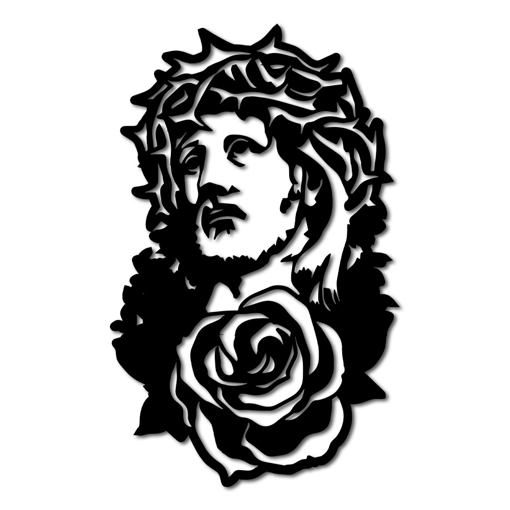 Aplique de Parede Religioso Jesus Rosas em Madeira - Aimará Decor
