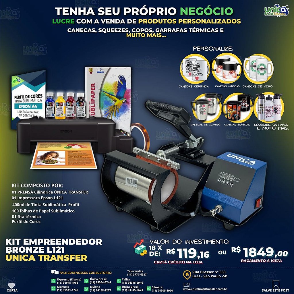 Kit para sublimação em canecas - Unica Brasil - Distribuidora de Produtos  para Sublimação