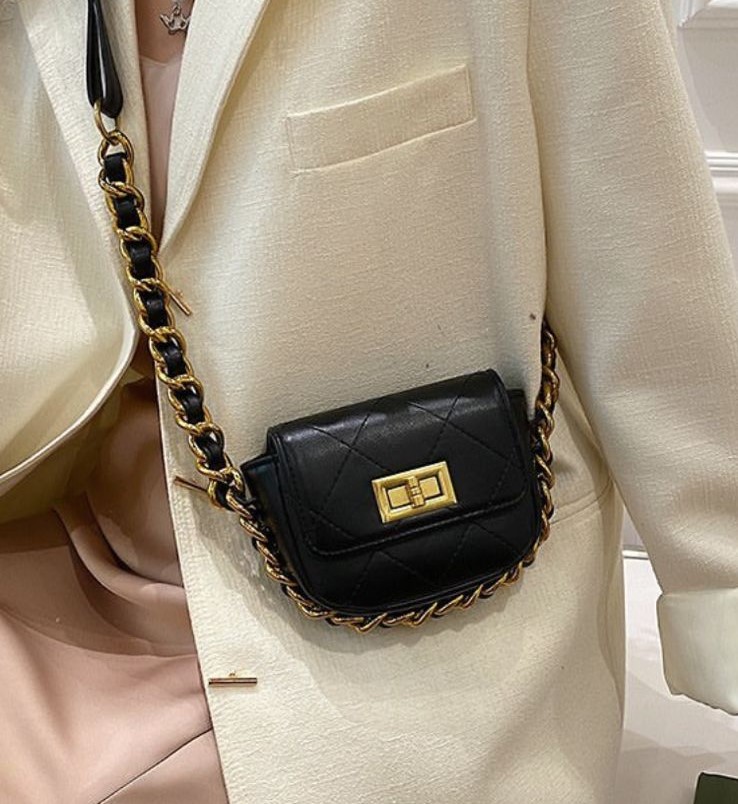 Bolsa transversal feminina chanel mini dourada - CAEME Bolsas e Acessórios