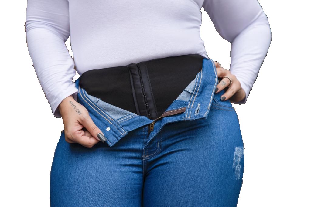 calça jeans com cinta interna plus size