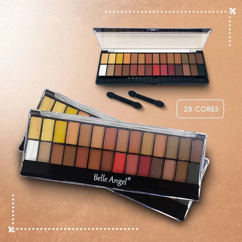 Paleta de Sombra 28 cores - Belle Angel - MG MAQUIAGENS A Beleza Mais Perto  de Você.