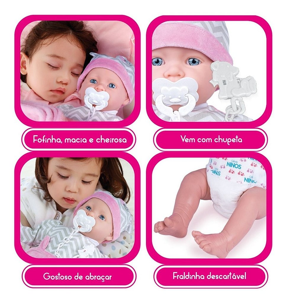 Boneca Bebê Reborn Anny Doll Baby Shorts e Blusa - Cotiplás