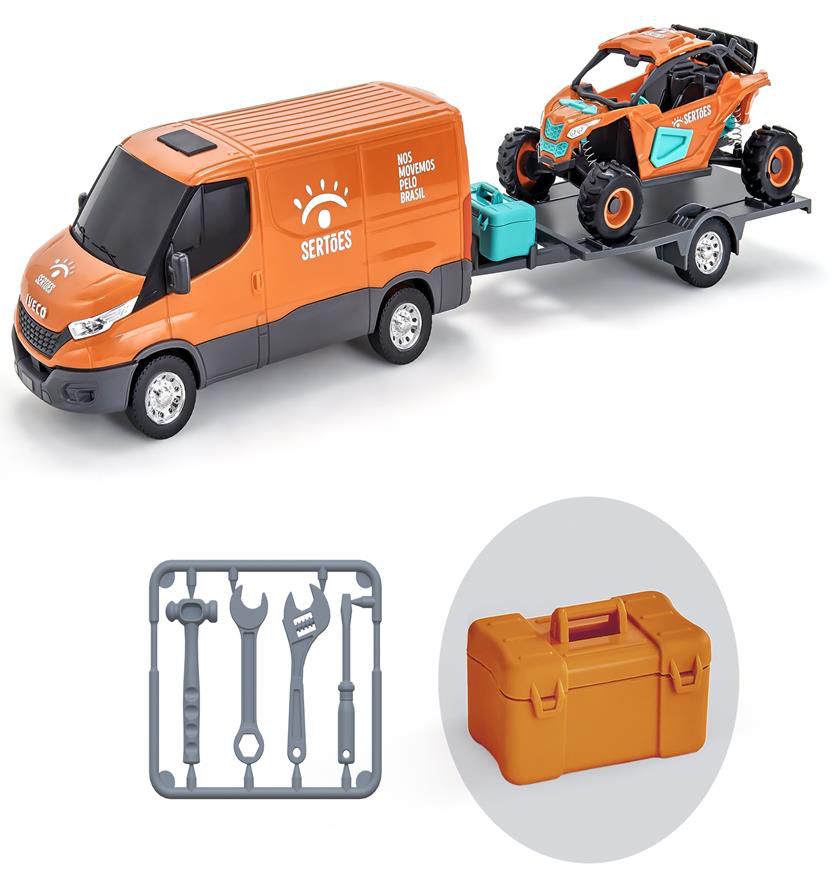 Caminhao De Brinquedo Iveco Plataforma Com Trator Radical