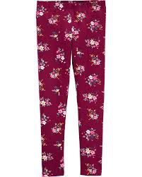 Calça legging vinho com estampa floral Carters - Baby Imports MS