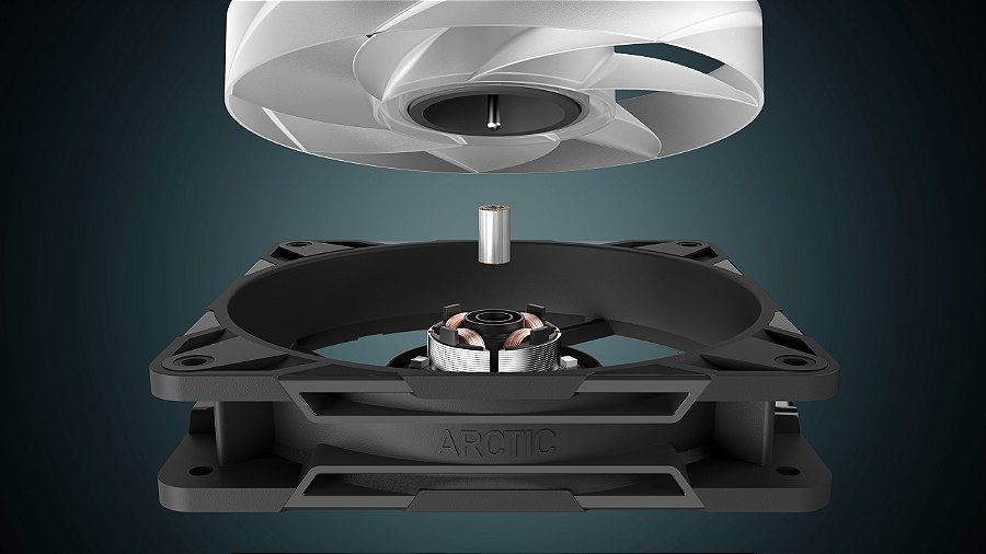 Cooler FAN ARCTIC P12 Pro A-RGB LN 120mm Preto, ACFAN00344A — Projeto otimizado de eixo e rolamento (FDB)