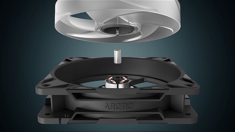 Kit 3x Cooler FAN ARCTIC P12 Pro Reverse A-RGB 120mm Preto, ACFAN00333A — Projeto otimizado de eixo e rolamento (FDB)