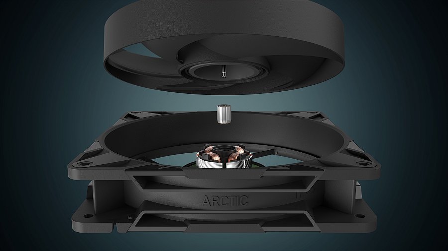 Cooler FAN ARCTIC P14 Pro Reverse 140mm Preto, ACFAN00329A — Projeto otimizado de eixo e rolamento (FDB)