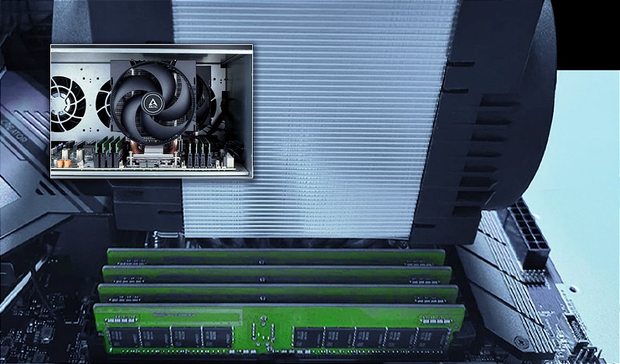 Cooler para Processador ARCTIC Freezer 4U-SP5 Preto Intel/AMD, ACFRE00158A — Espaço livre para memória