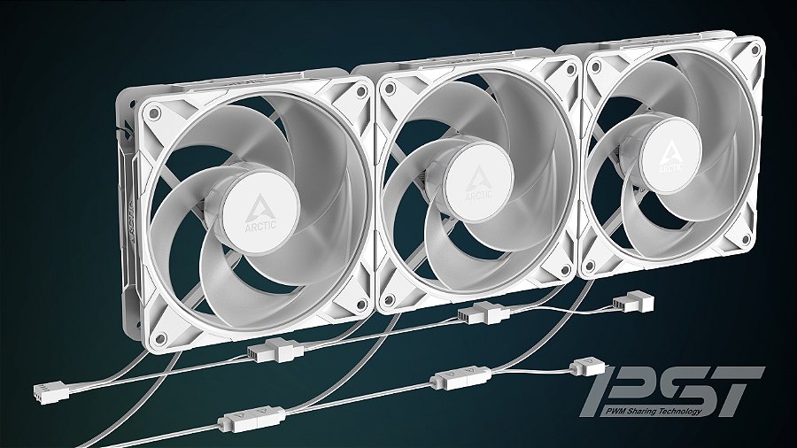 Cooler FAN ARCTIC P12 Pro Reverse A-RGB 120mm Branco, ACFAN00325A — PST: cabeamento simples e controle PWM sincronizado